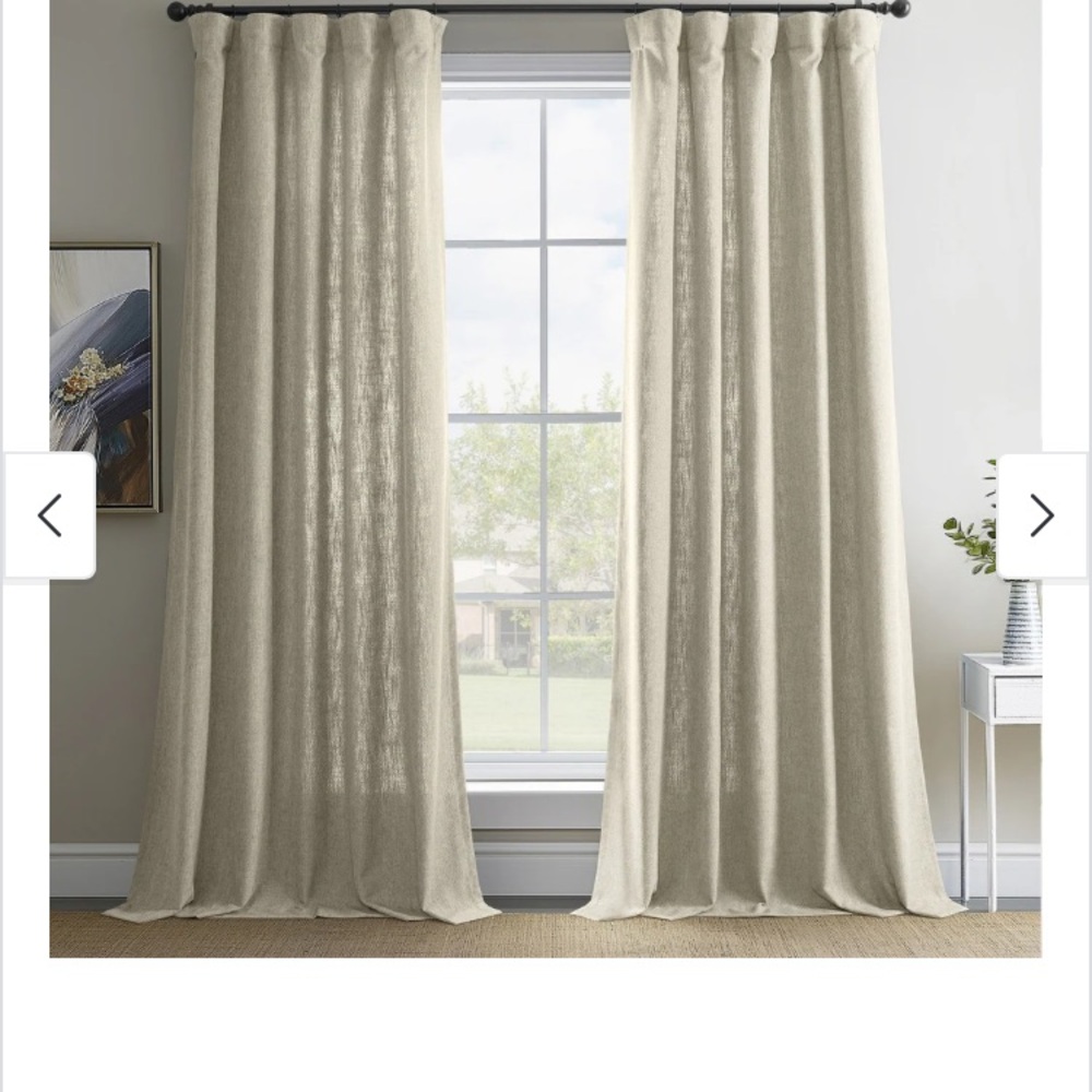 NWT Bed bath beyond beige  Faux Linen Room Darkening Curtain 50 x 96 TWO panels